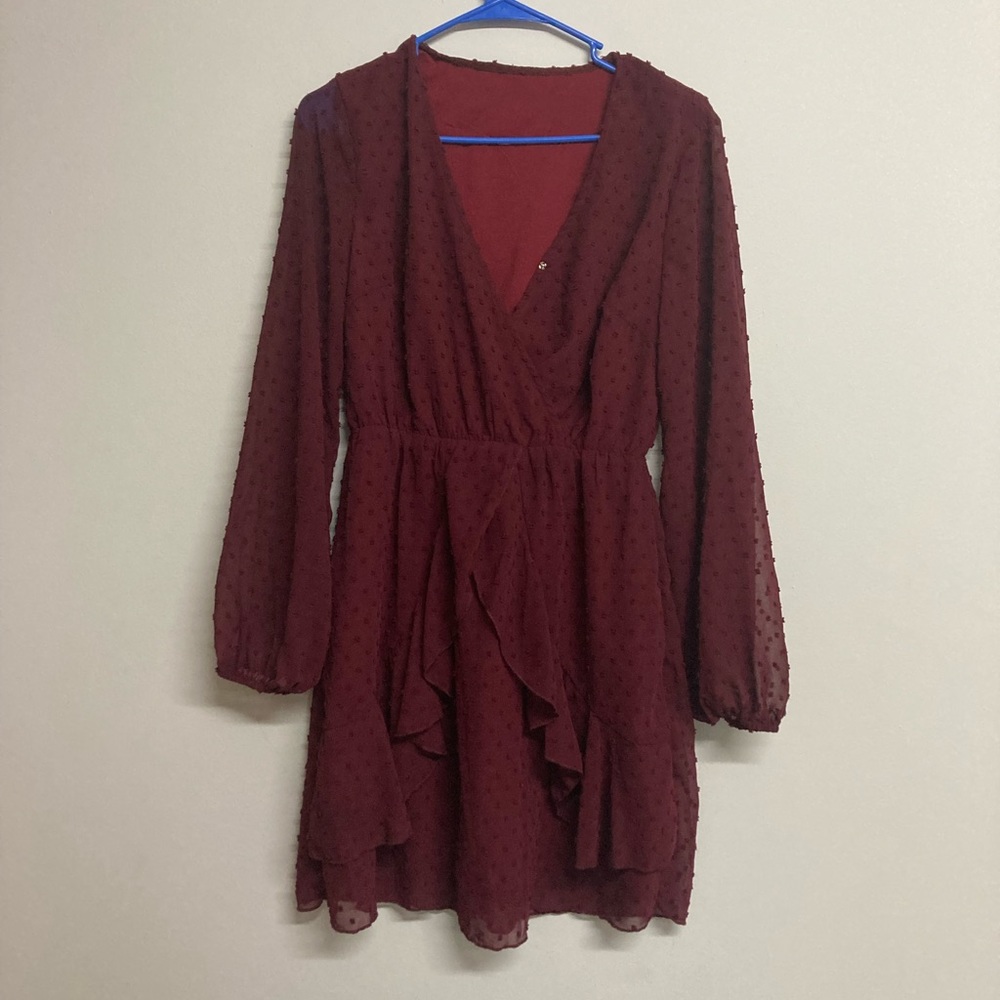 Maroon mesh dress